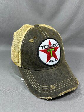 Texaco Gasoline Headmost Snapback Hat Cap Black Oil Trucker Mesh Patch Dad Mens